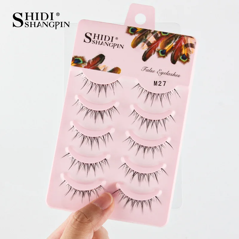 SHIDISHANGPIN 3/5 Paar halbe Wimpern, transparenter Stiel, unsichtbares Band, künstliche Nerzwimpern, wiederverwendbar, falsche Wimpern, natürlich, flauschig – Detail 40