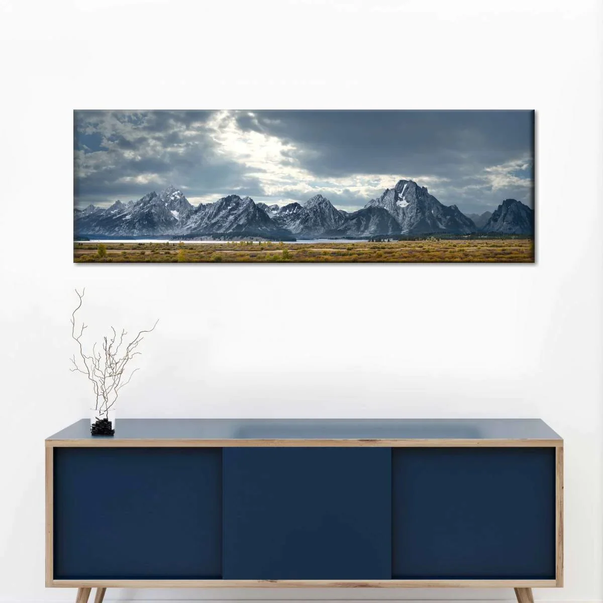 Panoramic Tetons Mountain Range Canvas Print Painting Abstract Poster Home Decor Wall Art Decoration Picture Living Room Sofa