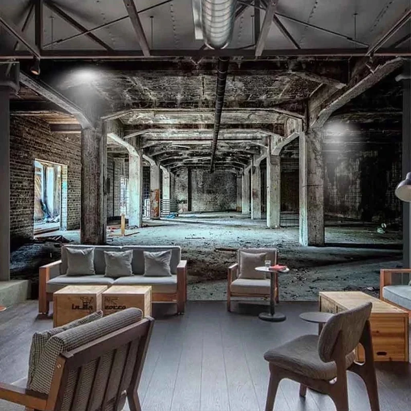 Custom Mural Wallpaper Retro Nostalgic Industrial Wind 3D Space Graffiti Art  Restaurant Cafe Bar Living room sofa TV background