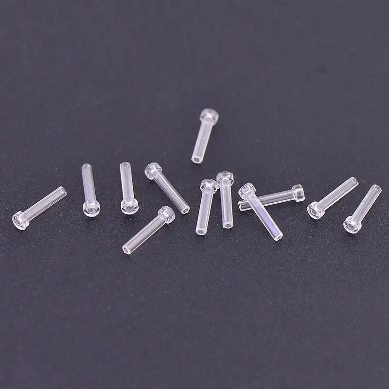 10pcs Hypoallergenic Transparent Resin Earring Sleeves Disposable Ear Cannula Stoppers for DIY Jewelry Shop Supplies