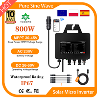 800W IP67 Solar Grid Tie Inverter 26-60V DC 230V AC built-in WiFi for domestic PV Grid on Micro Converter Warranty for 10 years