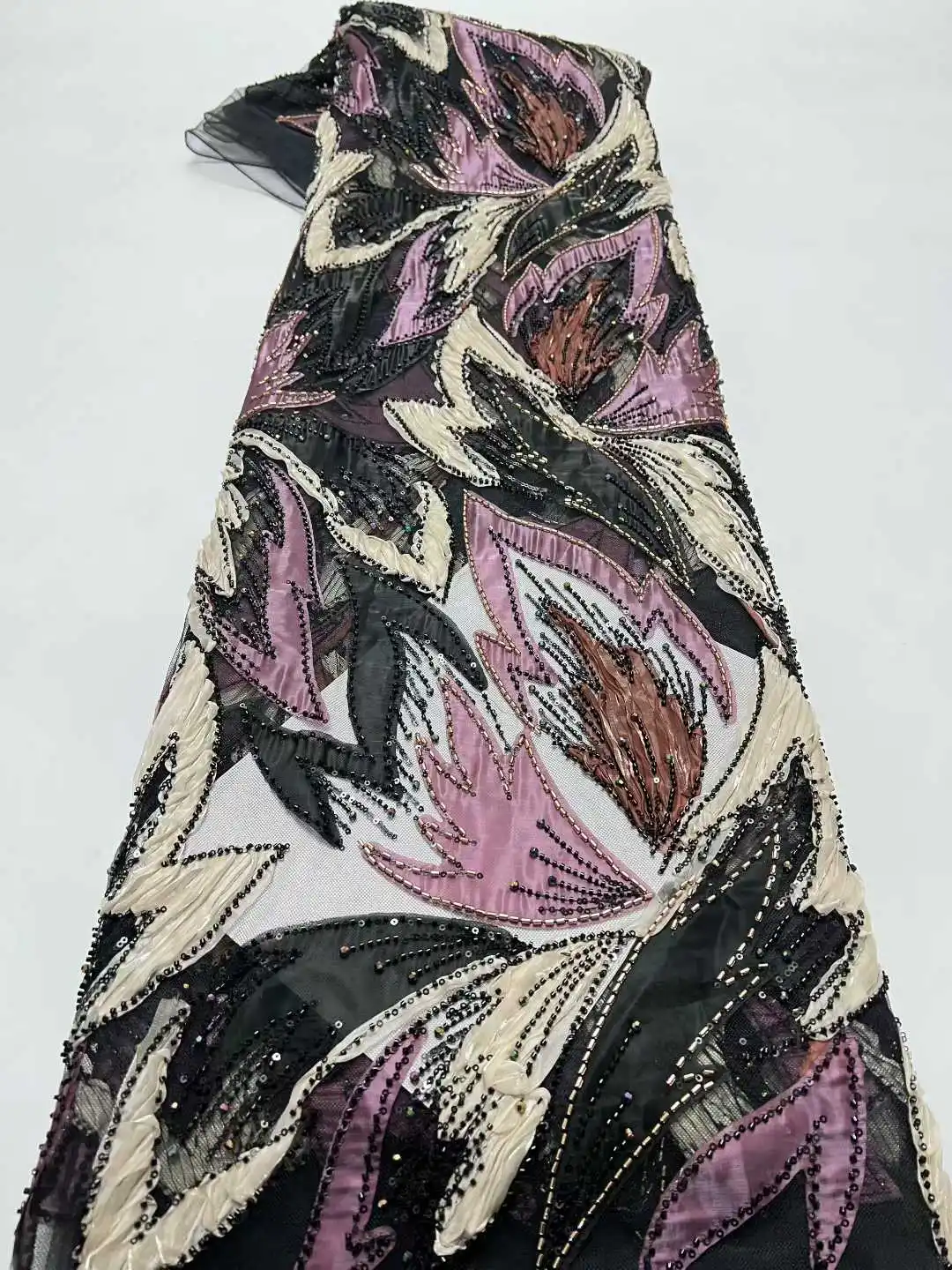 

Роскошные кружева со скидкой: 5 ярдов изысканного французского кружева с бисером и вышивкой пайетками для свадебных и праздничных платьев, для шитья