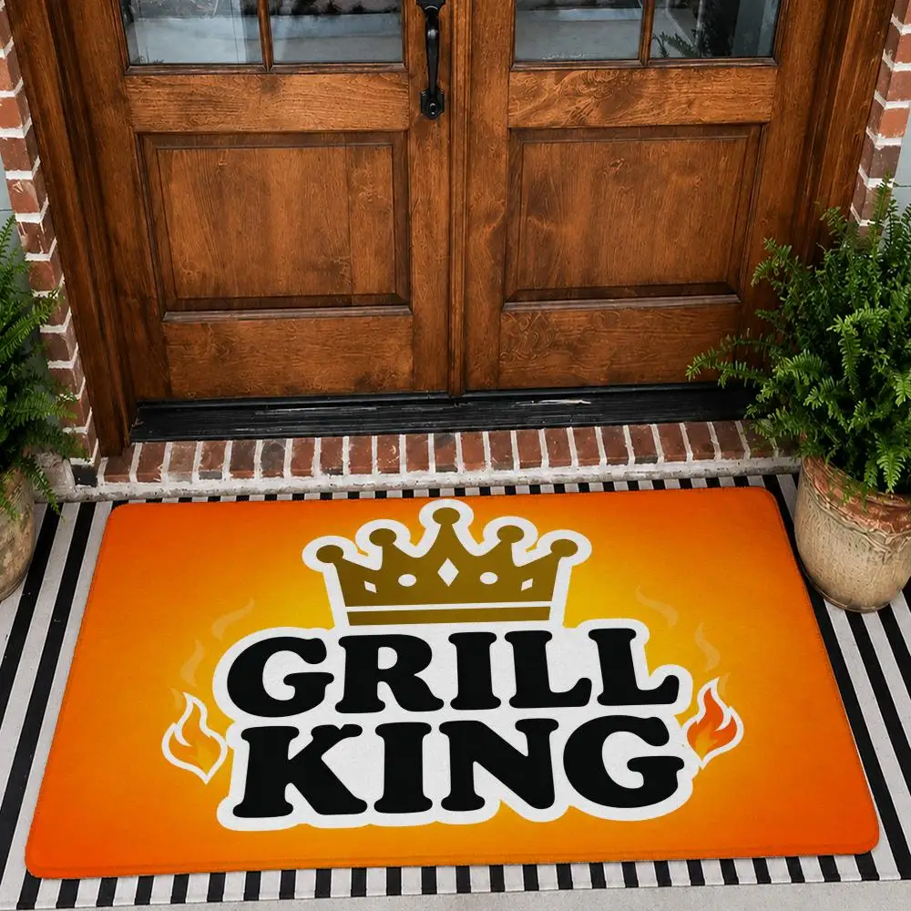 Grill Master Art Floor Mat Soft Flannel Rug Non Slip Washable Quick Dry Door Mat for Bathroom Kitchen Bedroom Home