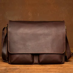 Bolso de cuero de Caballo Loco Retro para hombre, hecho a mano de cuero bolso de hombro, bolso de mensajero de cuero personalizado de gran capacidad