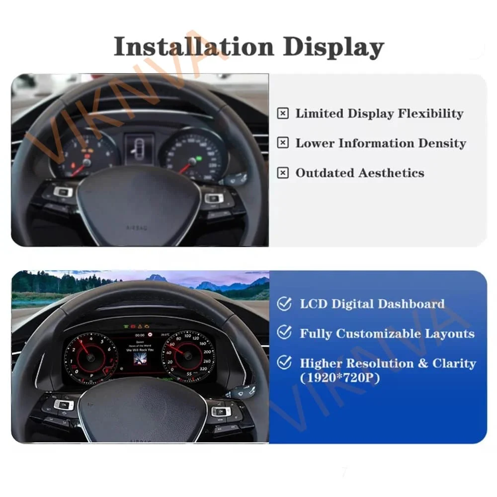 Digital Instrument Cluster For Magotan B8/CC/Passat B8/Arteon/Passat Variant Speedometer,iOS CarPlay, Android Auto,Plug and play