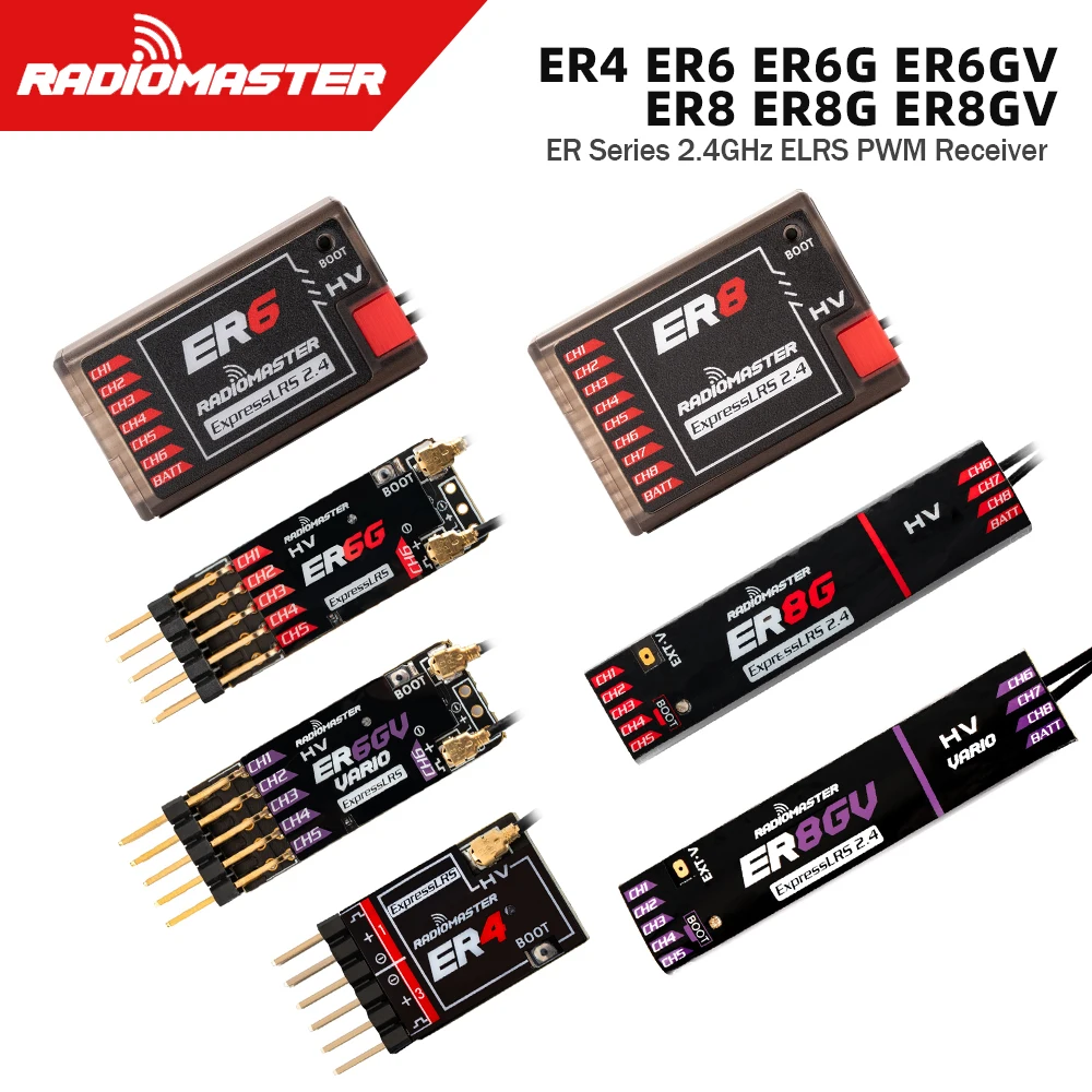 라디오마스터 PWM 미니 리시버, 항공기 보트 카용, ER4, ER6, ER6G, ER6GV, ER8, ER8G, ER8GV 