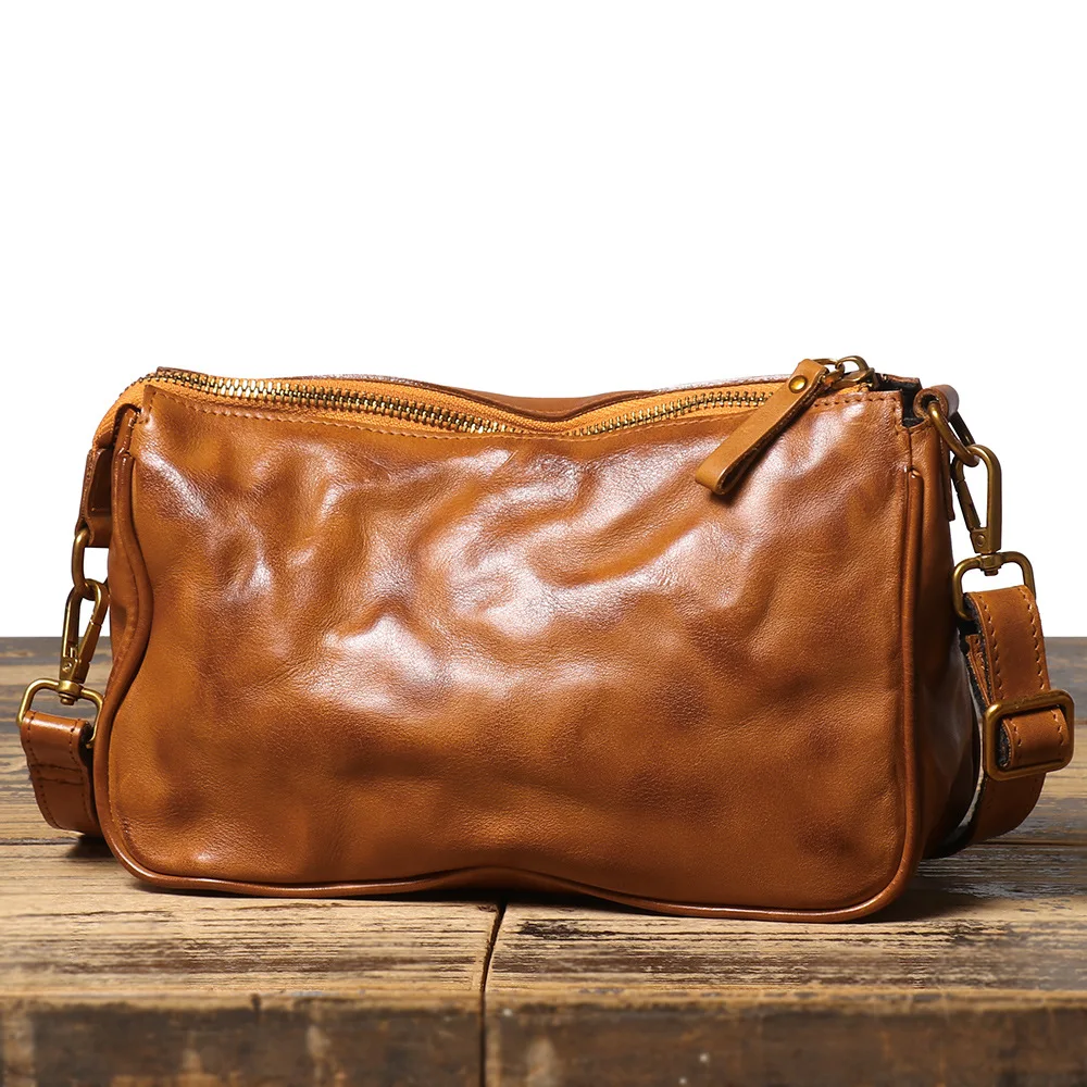 

TopGrainTrove First Layer Cowhide Men's Hand-made Shoulder Bag Women's Crossbody Leather Designer Luxury Bag