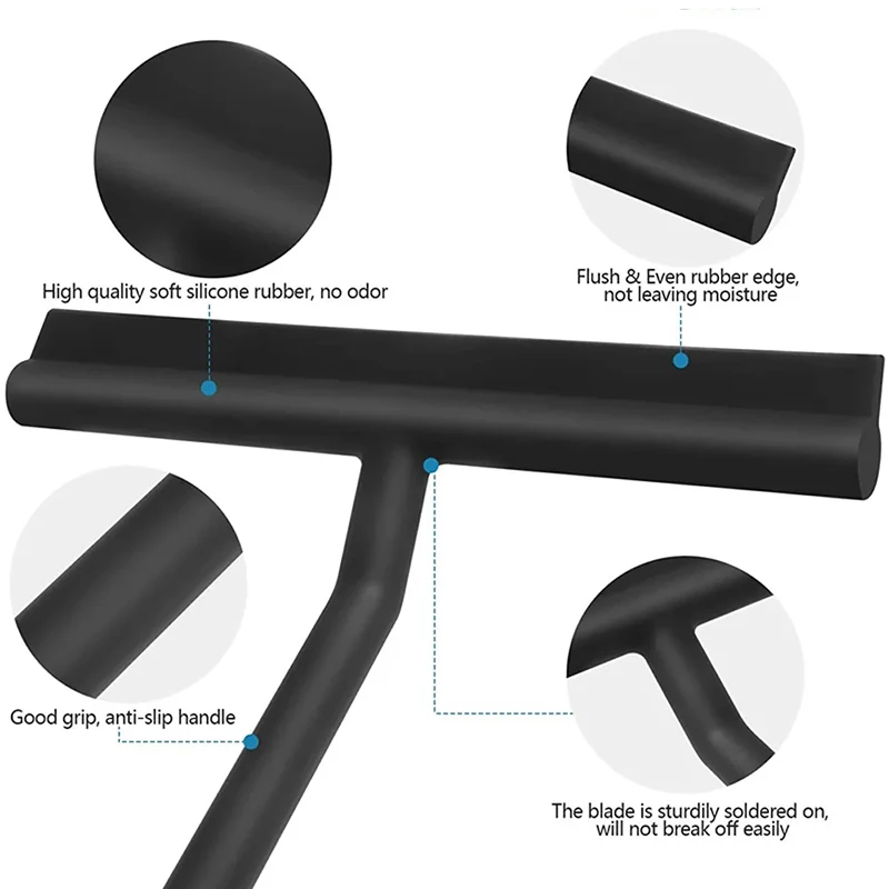 Black Glass Cleaning Wiper Household Silicone Window Scraper Shower Room Cleaning Car Car Wash Cleaning Tool