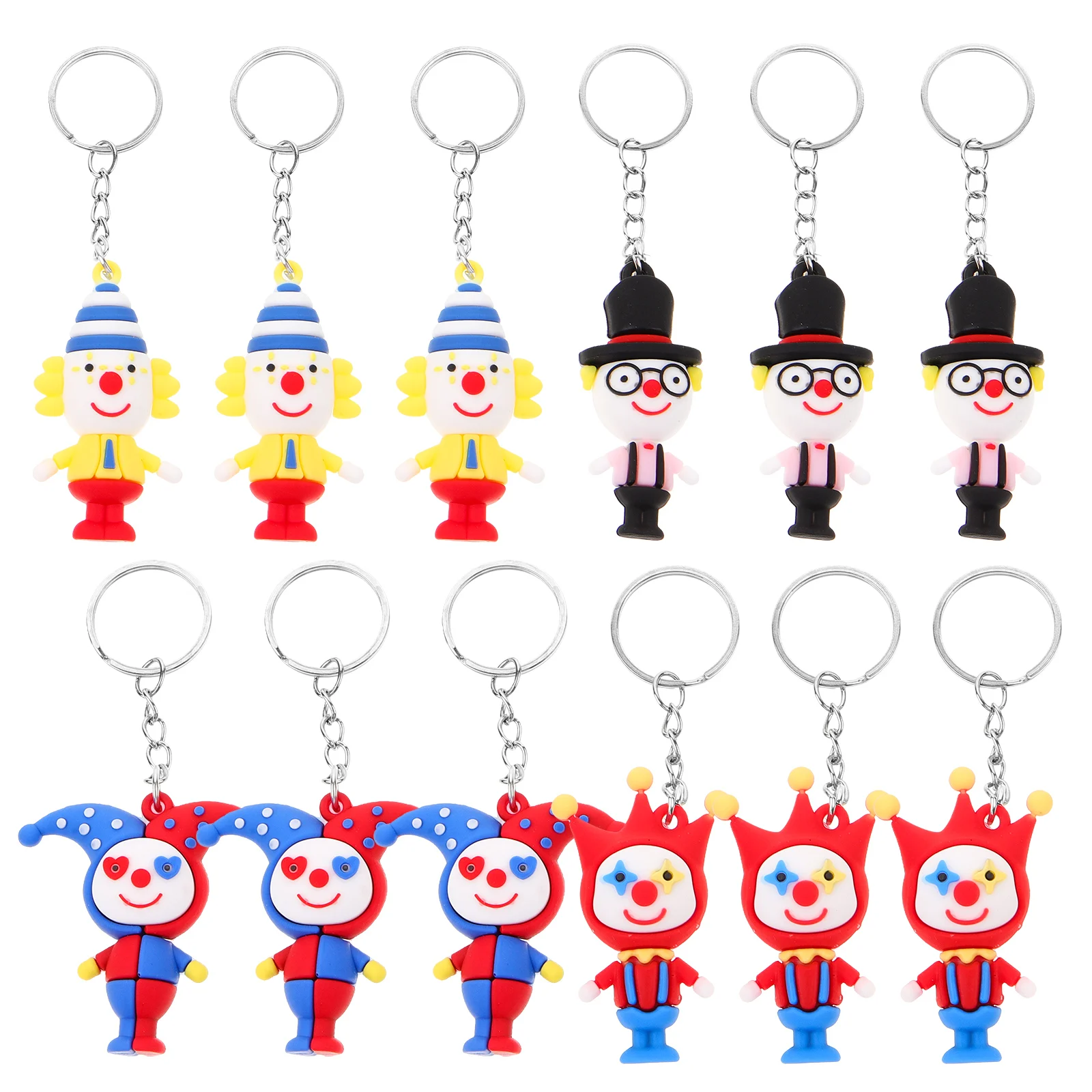 

12pcs Clown Keychains Colorful Key Rings Decorative Gifts Multi Function Phone Bag Pendant Novelty Accessories