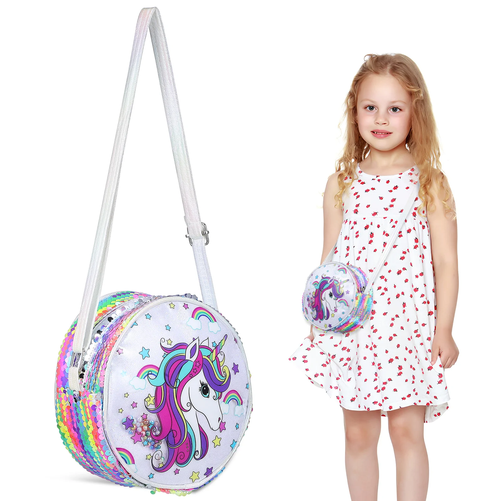 

Little Girl Purse Sequined Unicorn Purses for Women Trendy Cross Body Wallet Bags Teen Girls