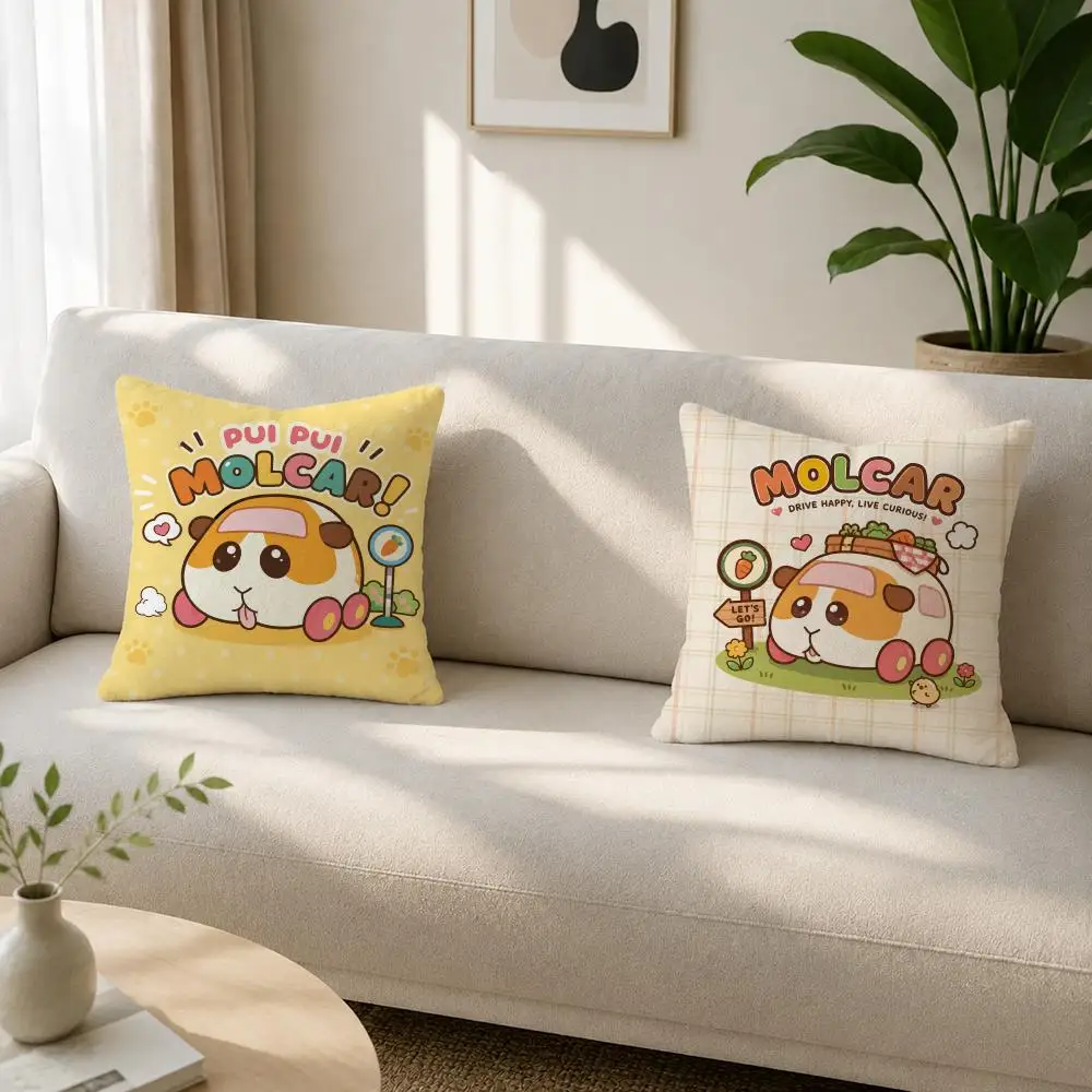 Anime Pui Pui Molcar Cushion Cover Soft Plush Cushion Covers Fluffy Throw Pillow Cases for Sofa Bedroom Home Decor
