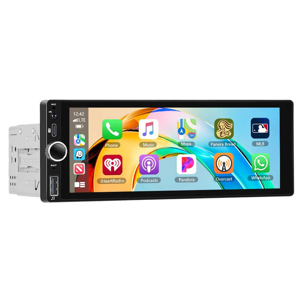 Podofo Carplay 6,86 Zoll Android 1-DIN Autoradio Multimedia Videoplayer Android Auto Stereo GPS Navigation Player FM 4G EQ WiFi Bluetooth
