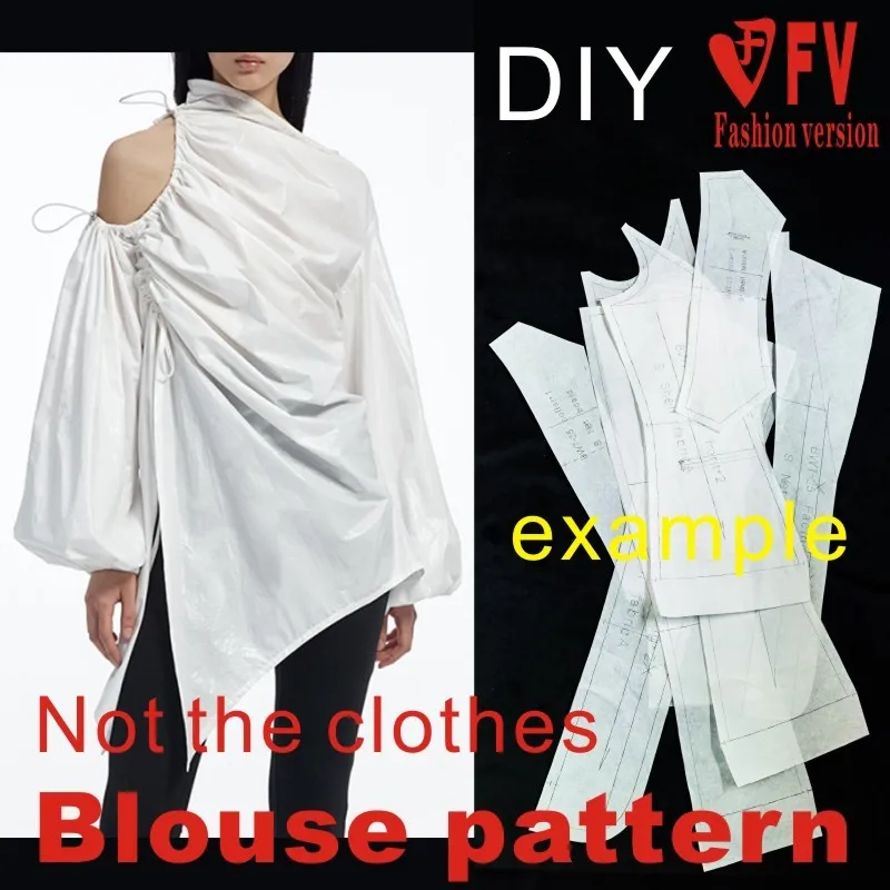 Pattern making women's slant collar irregular shirt clothing sewing diagram 1:1 physical pattern BCY-220