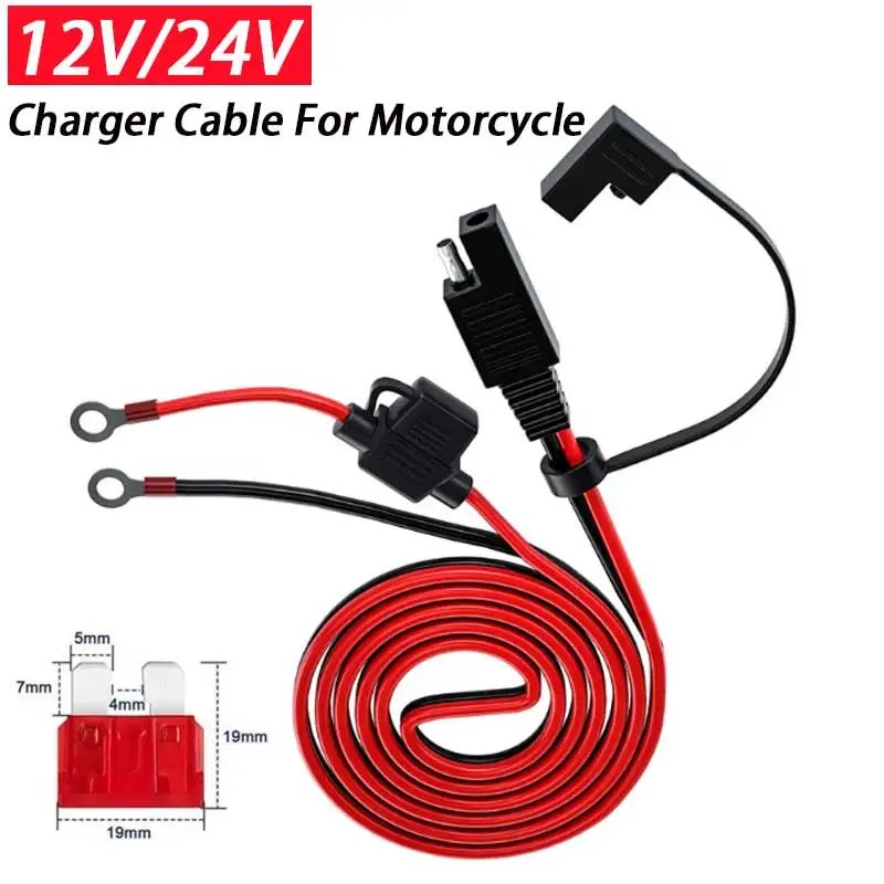 24V Female Plug to 12V Car Battery Charging Source Terminal SAE Pump 12V 24V Charger Cable For Motorcycle Truck Modification