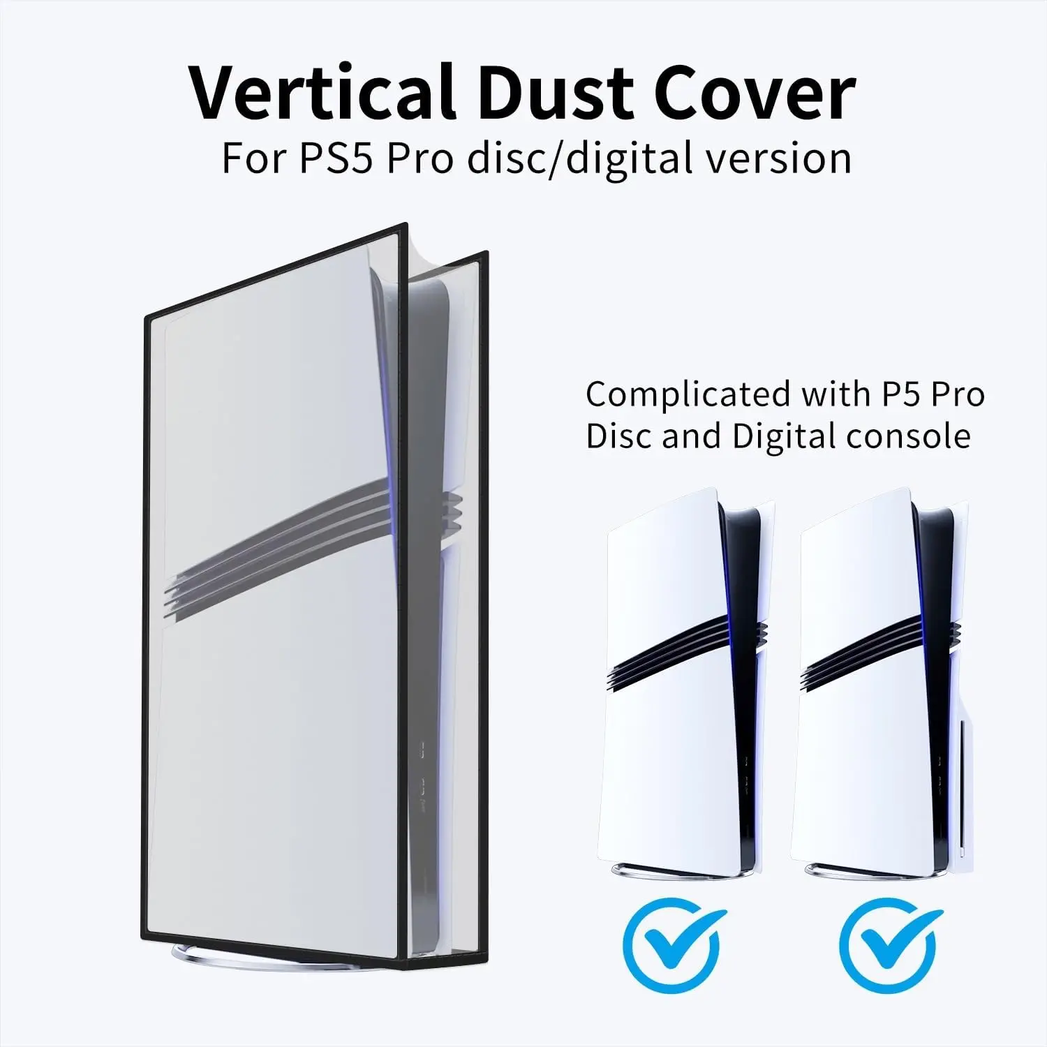 Translucent Dust Cover for PS5 Pro Console Digital Edition & Disc Edition Vertical Position Anti Scratch Dustptoof Case