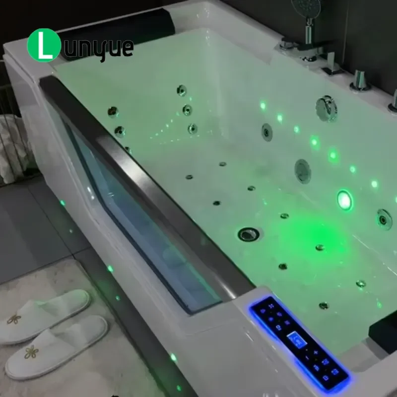 2 Persons Deluxe Best Massage System Acrylic Hot Tub Indoor SPA Jacuzzier Rectangle Waterfall Bathtub