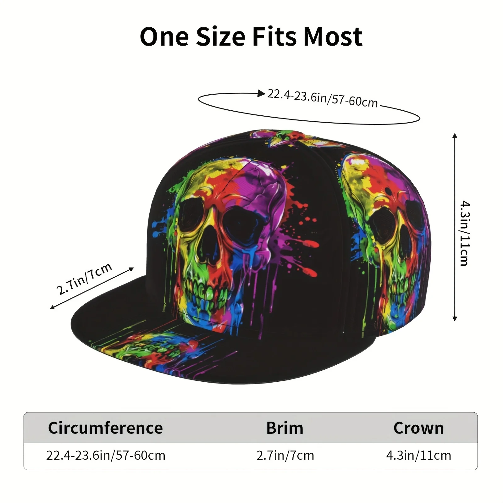 Customization 1pc, Baseball Cap, Golf Cap, Skull In Color, Suitable For Both Men And Women, Fashionable For Sports, Ideal For Se