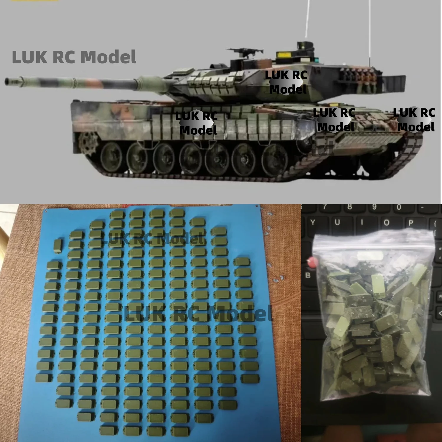 1/16 RC Tank 99A Plastic 3D Printed Green Armor Plates Tiger I 2A6 T90 DIY Parts Military DIY Parts Toys