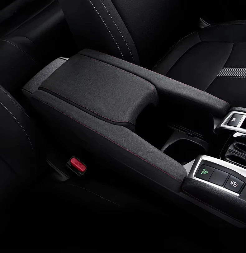 For Honda Civic 10th Gen FK7 FK8 SIFC 2016-2021 Suede Center Console Armrest Box Cover Trim Sticker Car Interior Accessories