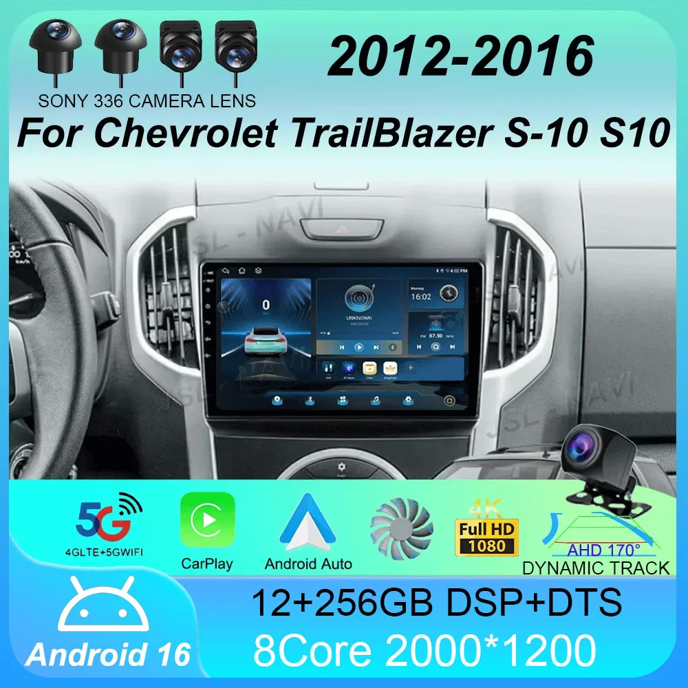 Radio para Auto Android 16 con Carplay Multimedia para Chevrolet TrailBlazer 2012 - 2016 S-10 S10 Colorado para Isuzu D-Max DMAX Estéreo 2din