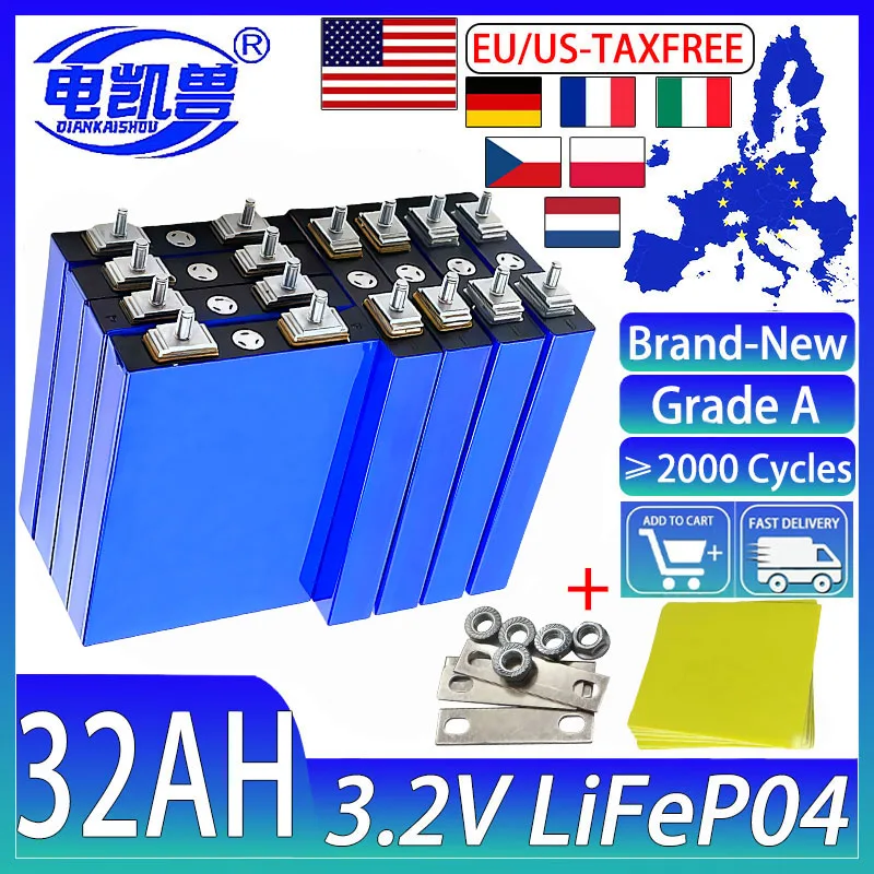 

3,2 В 32 Ач LiFePO4 аккумулятор фосфатный 90 А разряд 32000 мАч DIY 12 В 24 В 48 В мотоцикл автомобильные аккумуляторы модификация шпилька