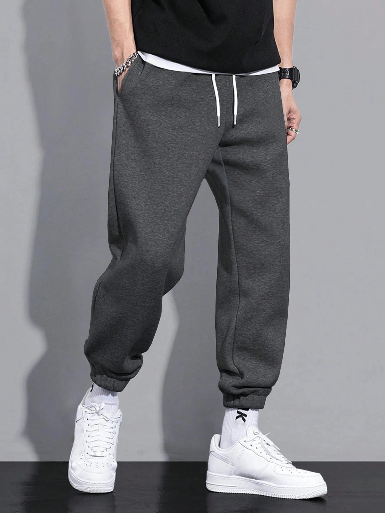 

Men's Casual Solid Color Drawstring Waist Jogging Sweatpants Men's Jogging Track Pants Trousers Streetwear pants