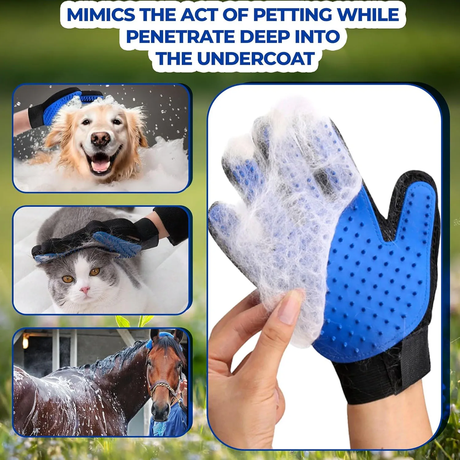 Guantes de depilación para mascotas, 1 piezas, cepillo de masaje de silicona para limpieza de baño de perros y gatos, peine Deshedding, suministros de aseo