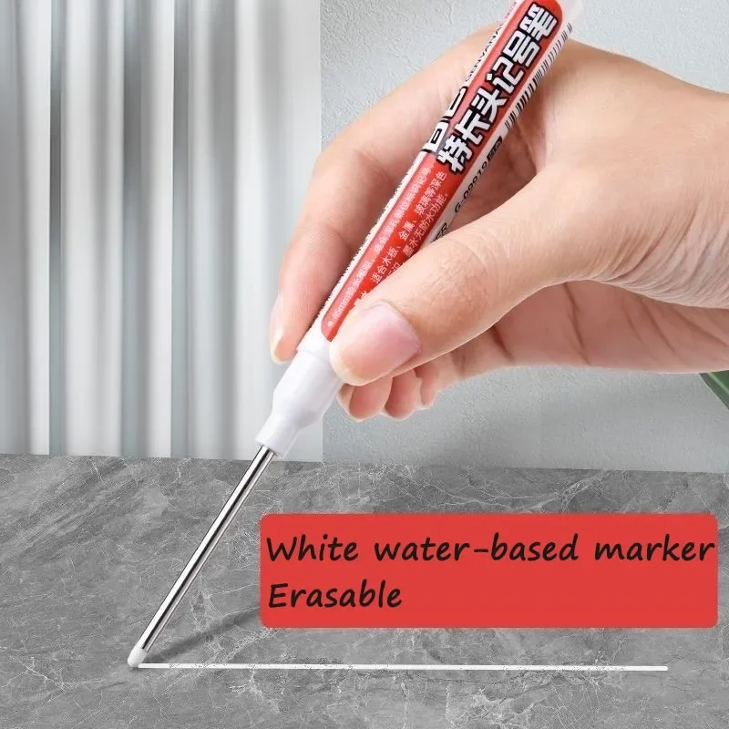 7/8/9/10PCS White Water-Based Long-Tip Marker, 45MM Multi-functional Deep Hole Marker Pens, 1.0MM Fiber Nib
