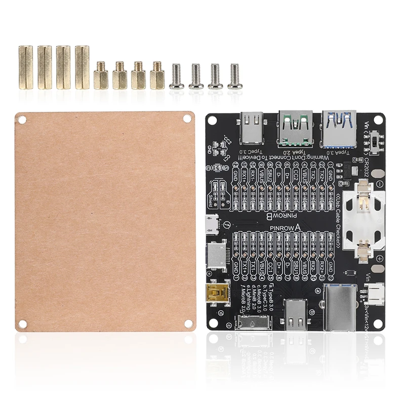 USB Cable Tester Board Data Wire Checker with Acrylic Case LED Indicator for Charging TYPE-C Micro Type A Type B Data Cable Test