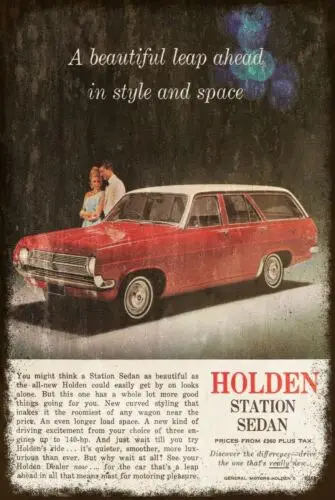 Holden Motor Car Advert, Aged Look Vintage Retro Style Metal Sign, Garage Shed