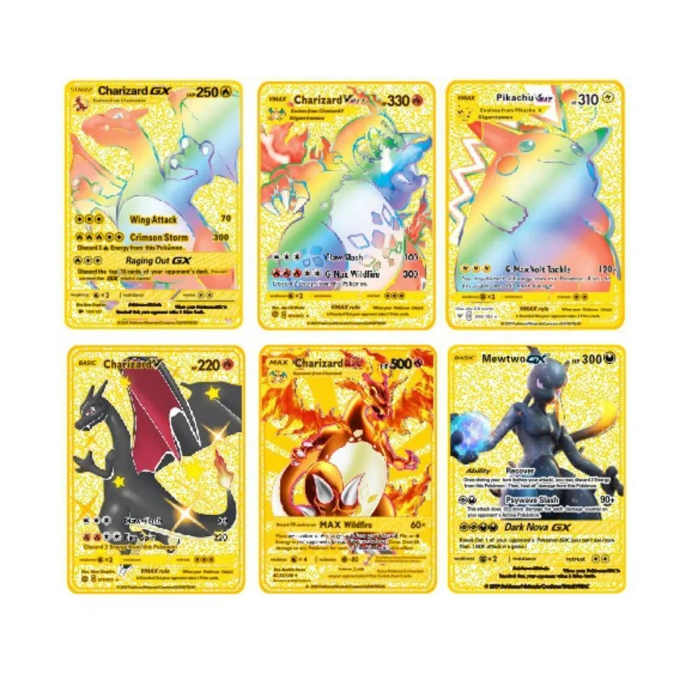 English Version DIY Pokemon Pikachu Metal Card  Anime Peripheral Game Collection Card Holiday Gift