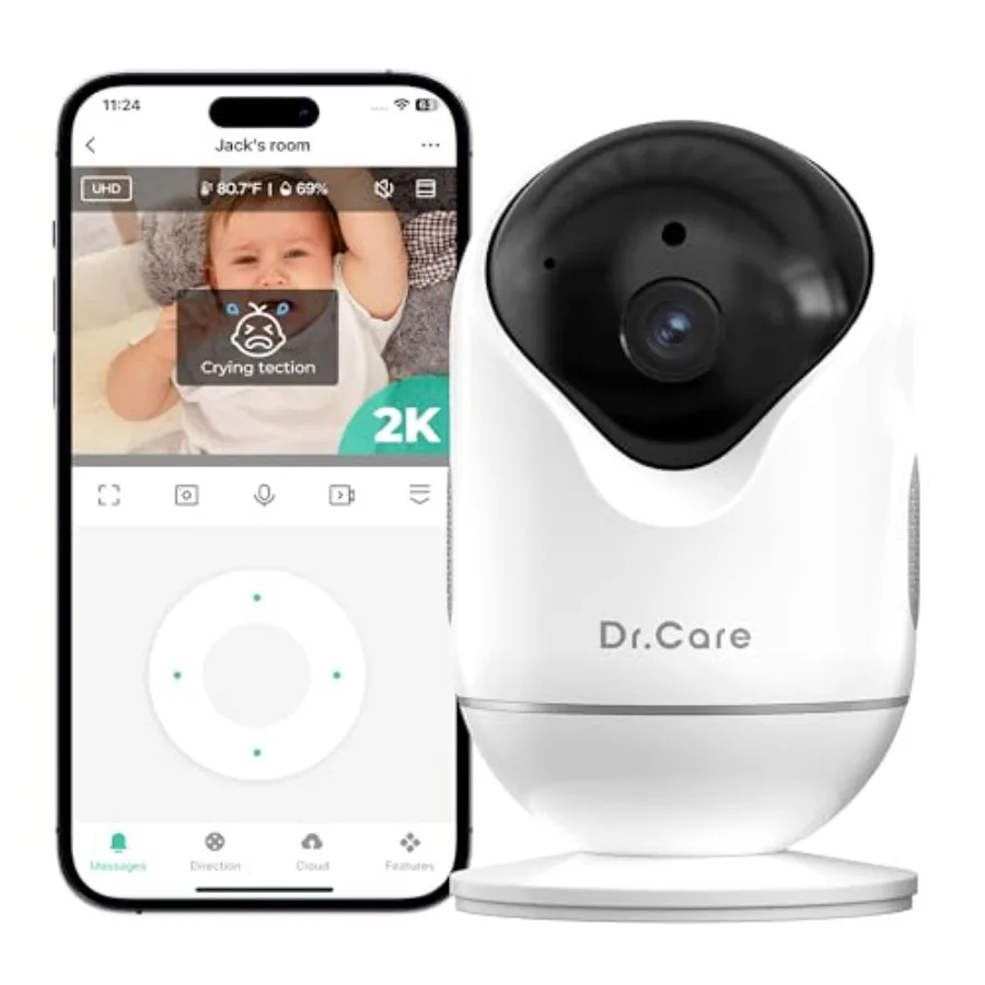 

Dr.Care Add on Camera for DC-SBM001-2K with App Control Cry Motion Alerts HD Night Vision 2-Way Talk Multi-User Triple Security
