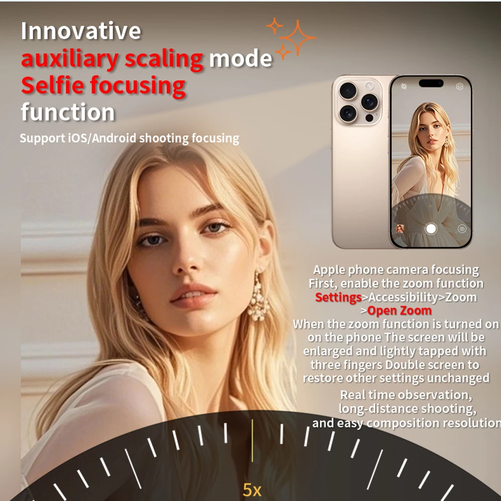 شاشة سيلفي للهاتف المغناطيسي، شاشة بلوتوث عن بعد، كاميرا خلفية لصور السيلفي، تسجيل فيديو مباشر لهاتف iPhone Android