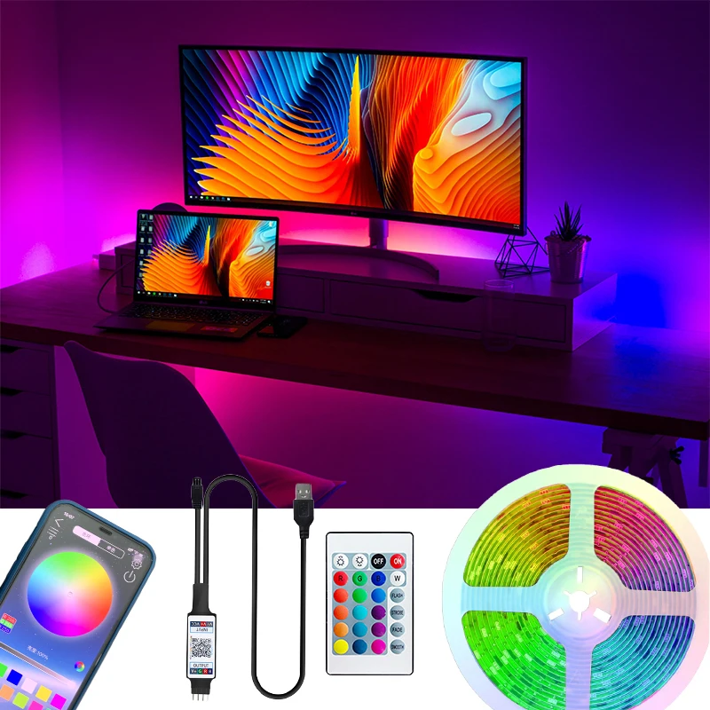 

Led Strip Light RGB Flexible Light Lamp Led Luces USB SMD 2835 1M 2M 3M 4M 5M RGB LED Ribbon Strip Lights Blutooth Controller