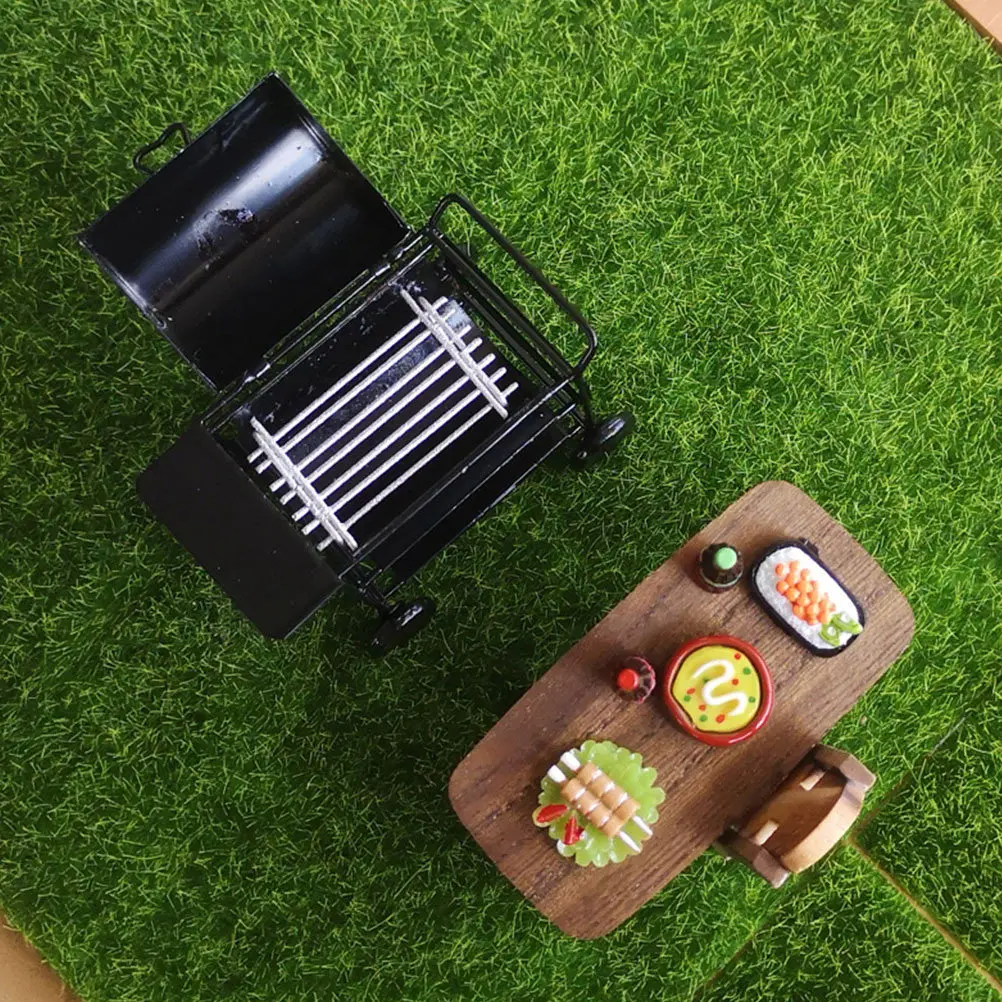 

Mini Barbecue Cart Alloy Safe Gentle Mini House Decoration Kitchen Simulation Barbecue Cart Accessory Miniature Scene Adornment