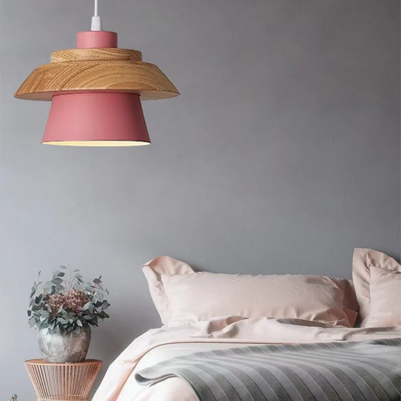 Nordic Minimalist Personality Fashion Wood Pendant Light For Living Room Dining Hall Bedroom Study Island Table Hotel Homestay
