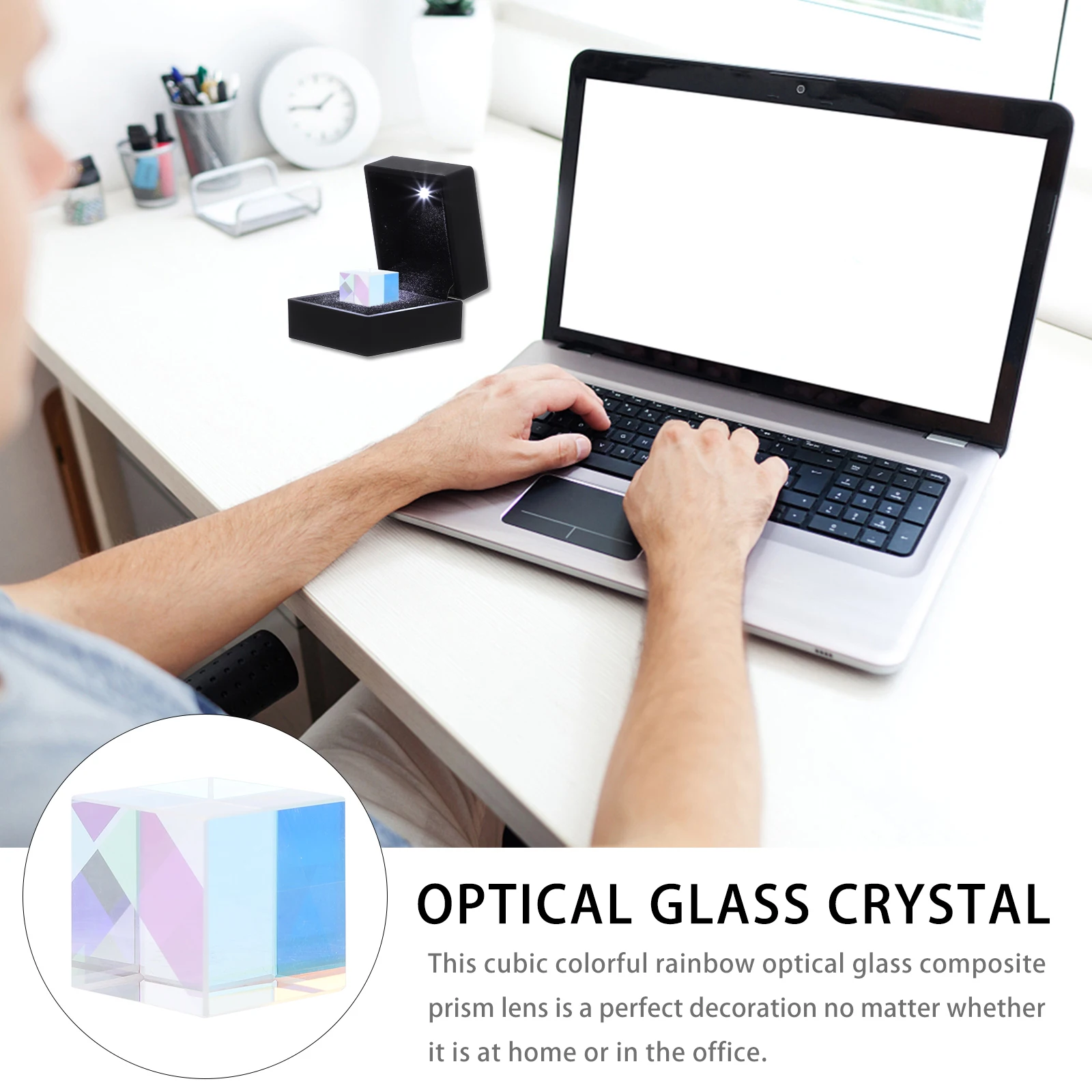 

Optical Decor Square Prism Optical Glass Crystal Home Ornament Tabletop Decoration