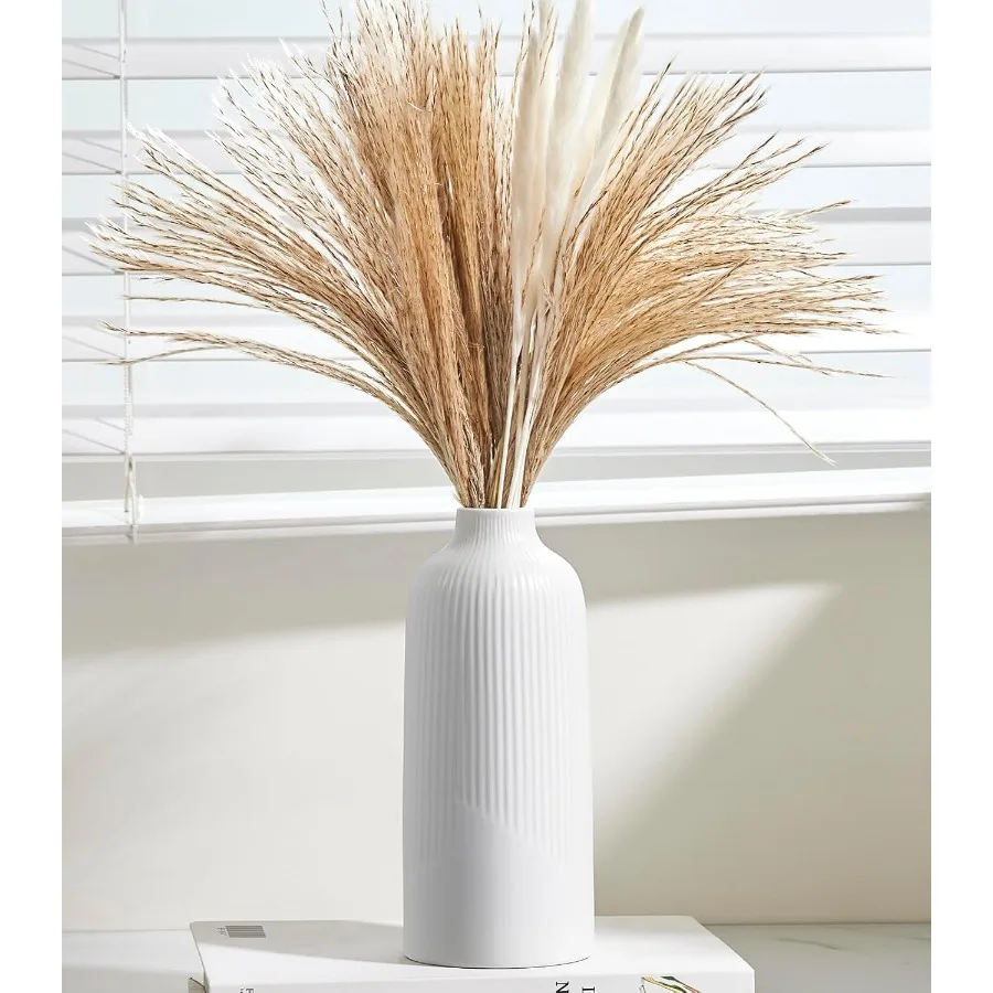 

Белая керамическая ваза Ваза для цветов для декора пампасов Минималистичная современная ваза для центральных предметов Настольная полка для камина