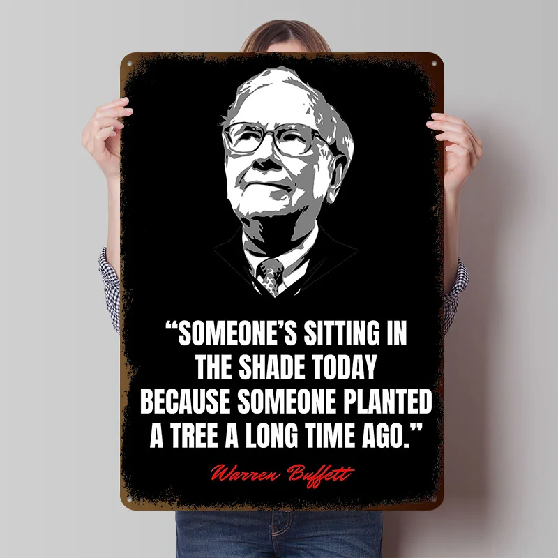 Warren Buffett Quotes Tinplate Posters Customizable Wall Art Retro Vintage Metal Signs for Home Room Office Decoration Gaming