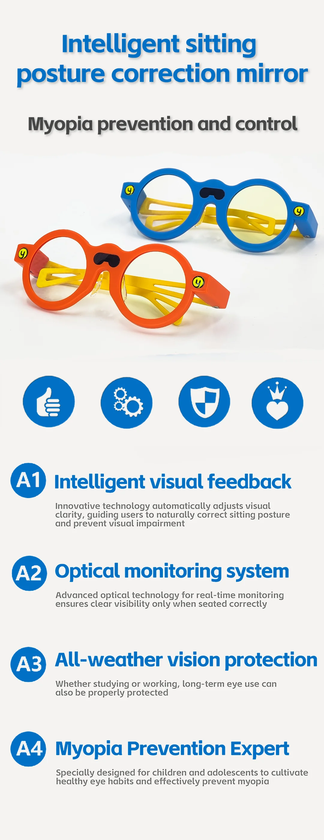 2026 New  AI Smart Glasses Eye Protection Posture Corrector Effective Myopia Prevention Eyewear For Teenagers Kids Student - view 2