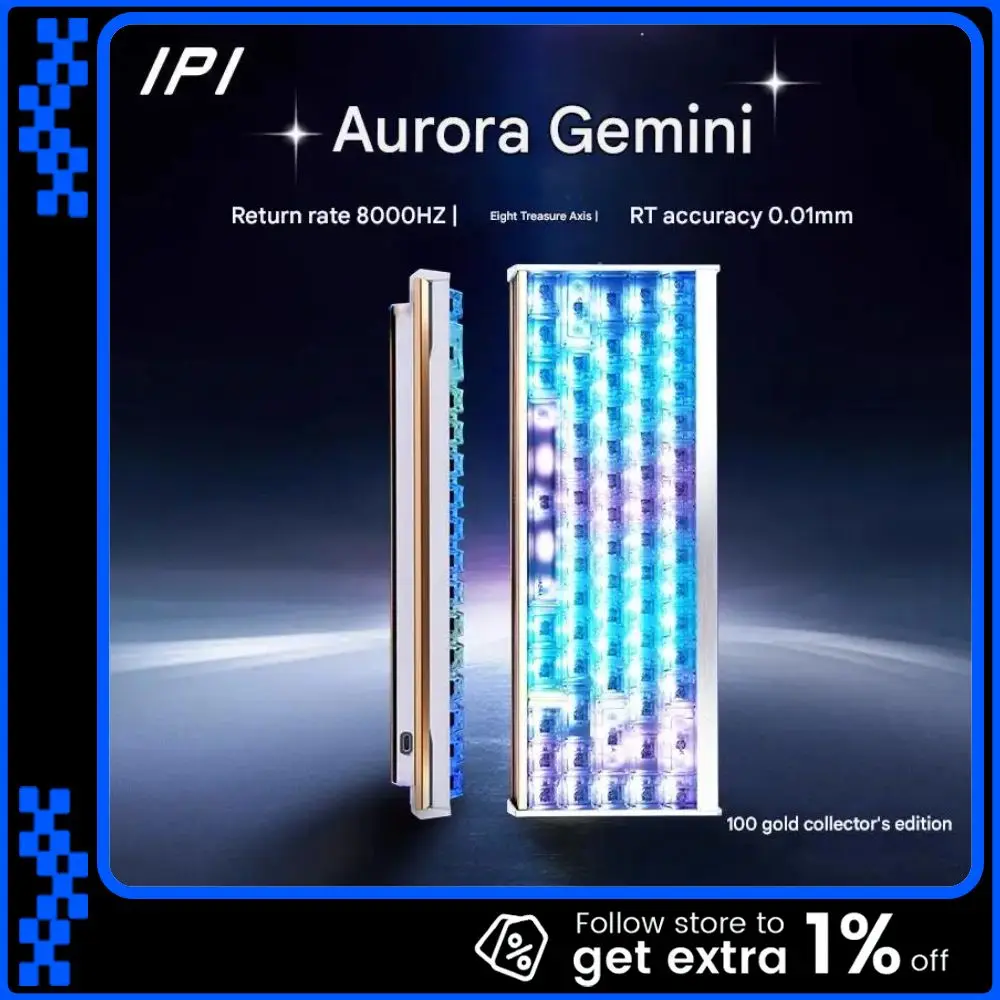 

IPI Aurora Platinum Collection Edition Gemini Eight Treasure 65 Магнитная ось 8 кГц Механическая клавиатура для игр Киберспорт