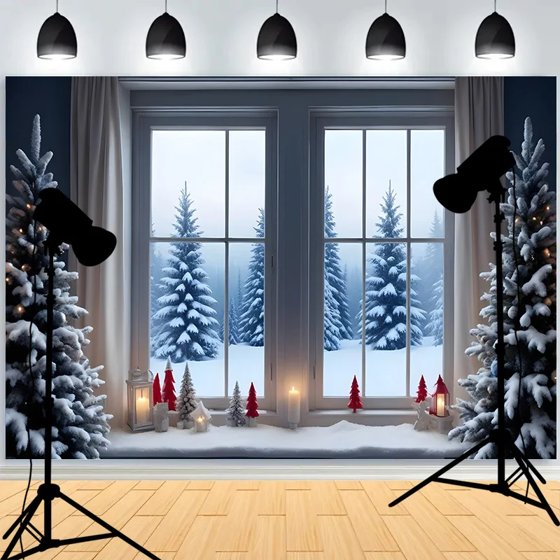 Christmas Day New Year Decoration Photography Backdrops Pinecones Snow Fireplace Xmas Tree Winter Holiday Party Background DT-05