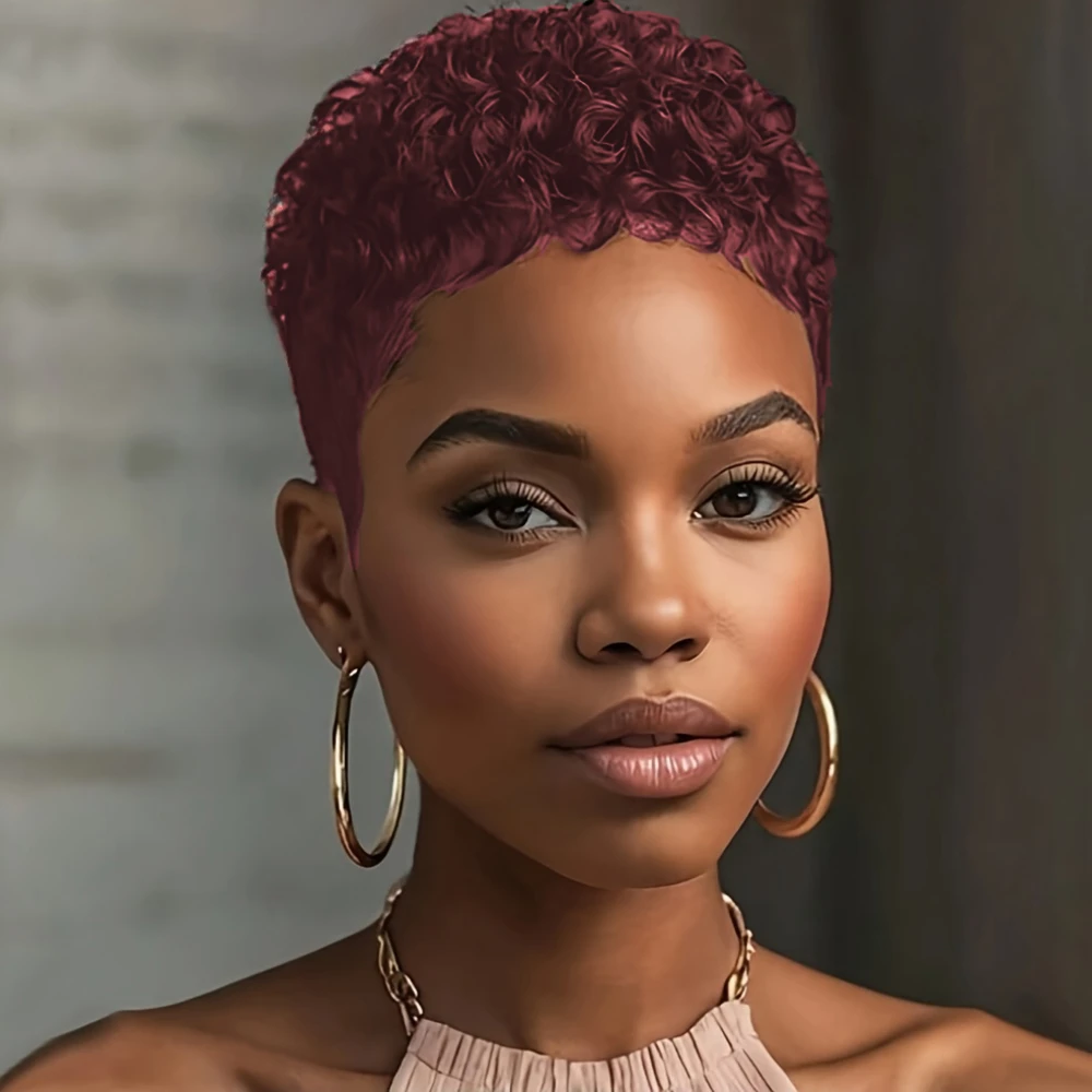Pixie Cut Wigs Brazilian Remy Human Hair Wig For Women Short Afro Kinky Curly Machine Made Wigs