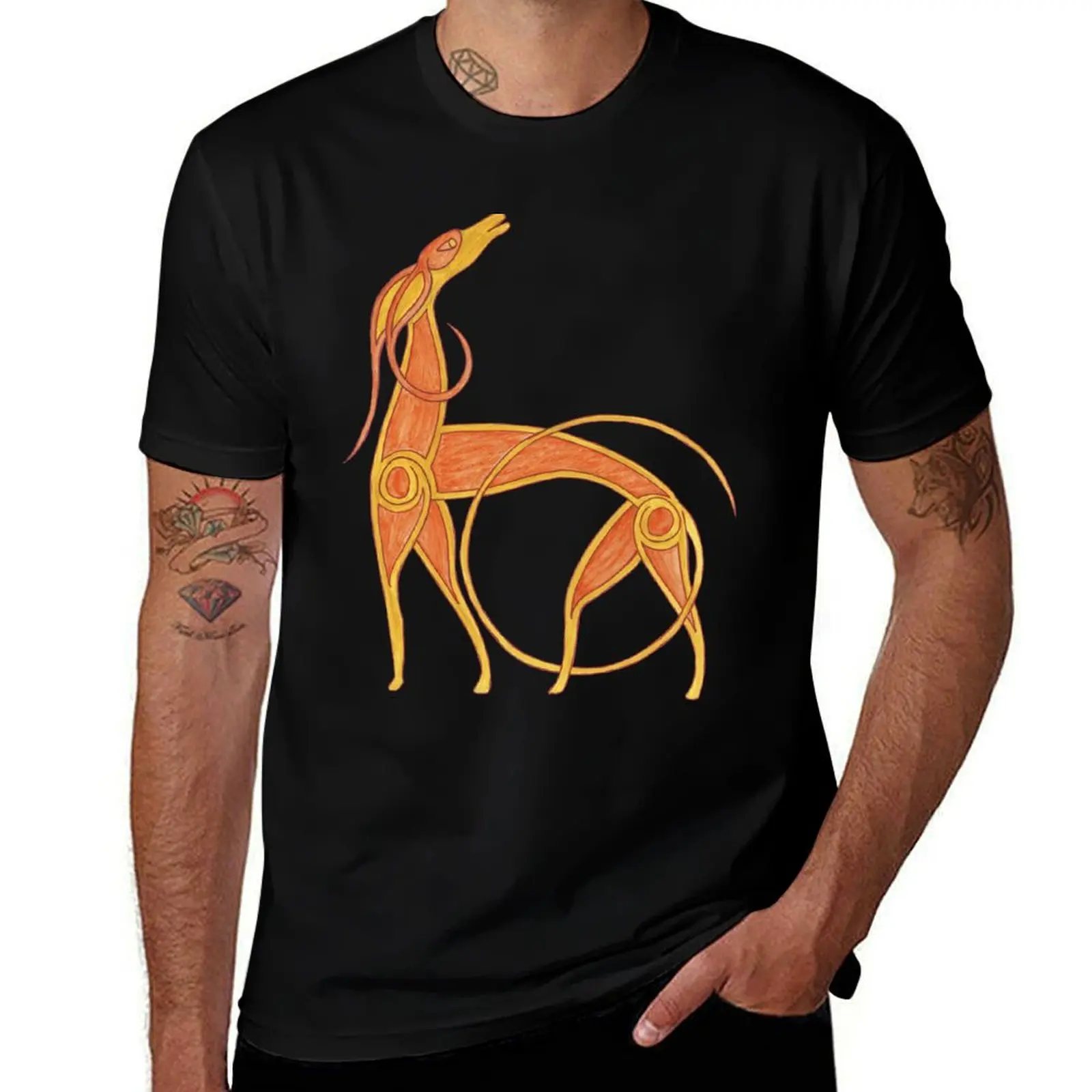 Celtic Anglo Saxon Greyhound Hound Lurcher Dog T-Shirt Trend Art Print T-Shirt
