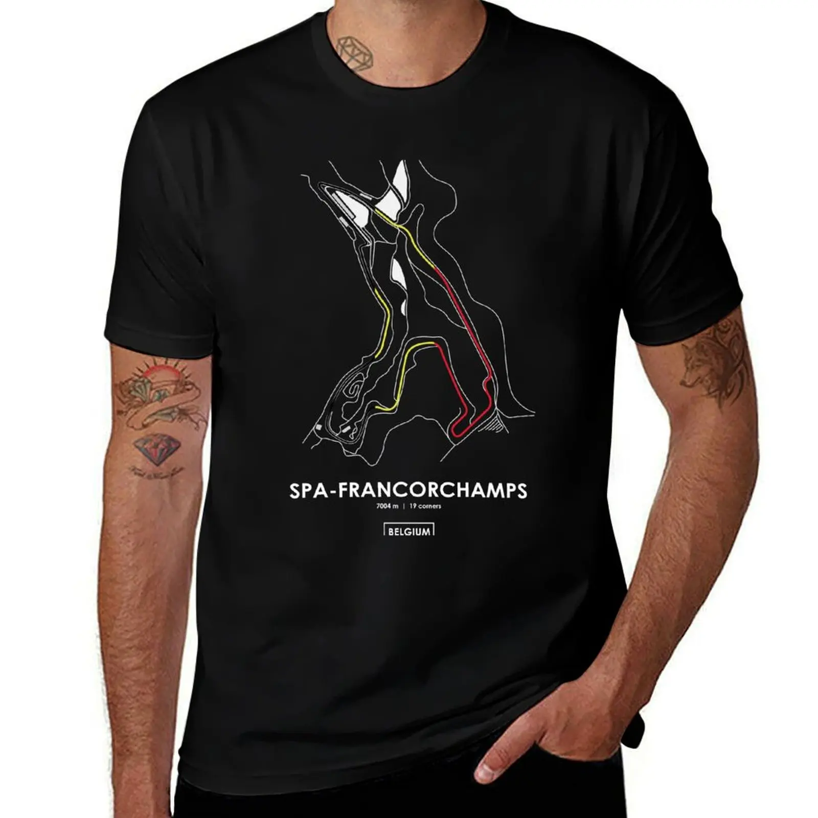 

SPA-FRANCORCHAMPS - BELGIUM TRACK MAP FLAG T-Shirt Luxury man oversized graphic tee man t shirt t shirts men