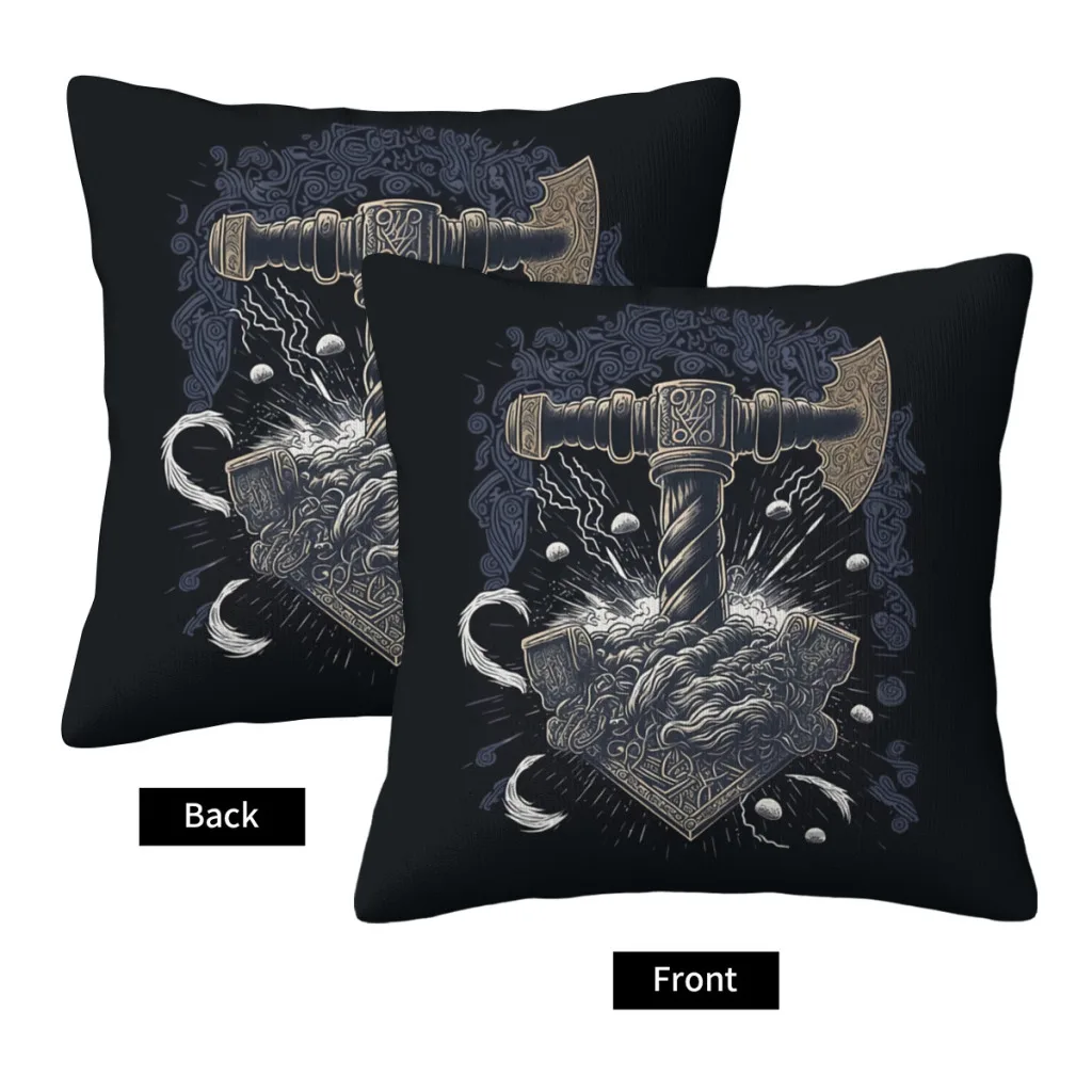 Mjolnir Thor's Hammer Hug Pillowcase Viking Backpack Cojines Home DIY Printed Chair Throw Pillow Case Decorative