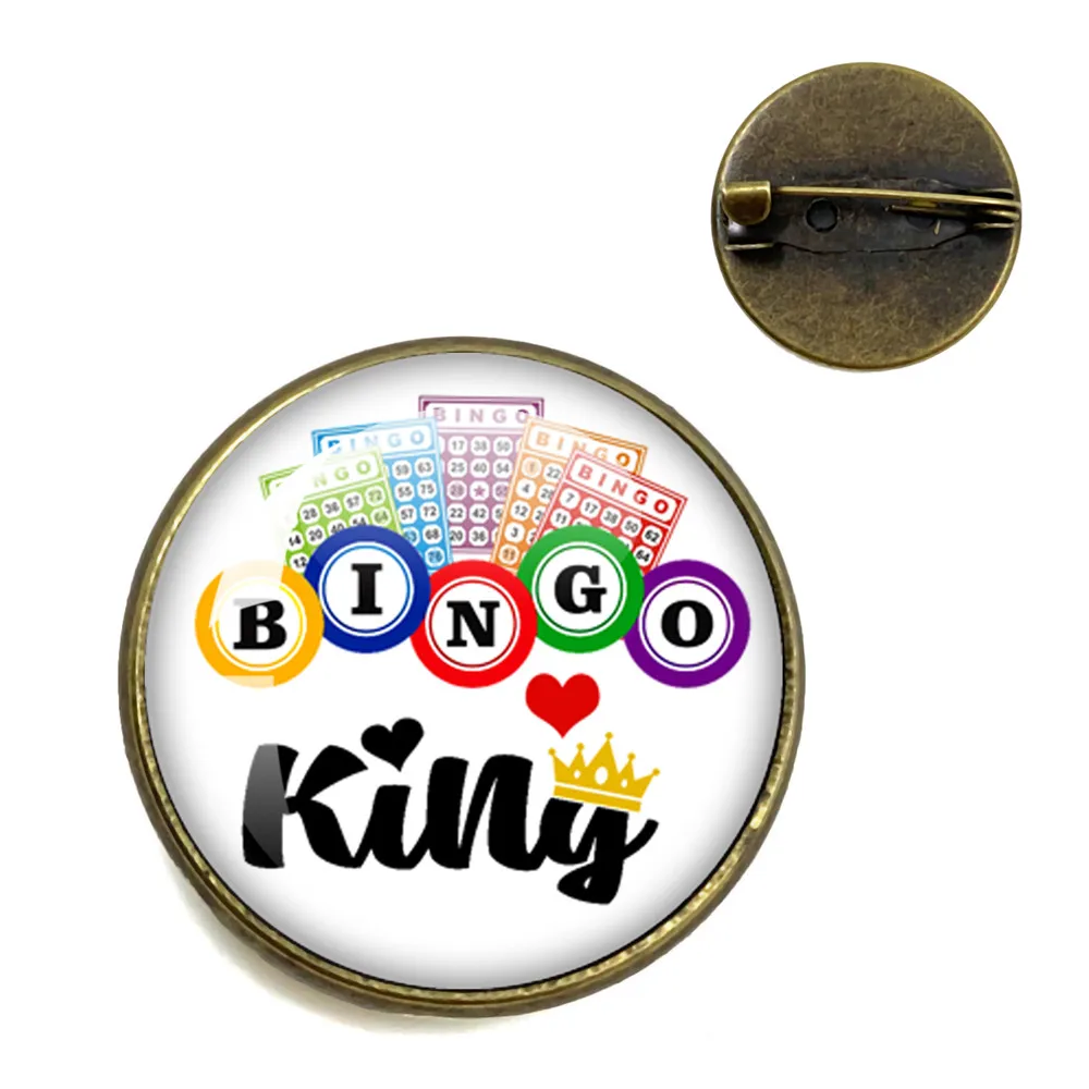 Bingo Queen Shake Die Ballen Spel Grappig Bingo Bal Patroon Broche Glas Cabochon Broche Charme Sieraden Geschenken