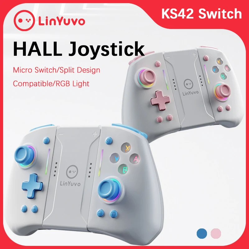 

LinYuvo KS42 Split Wireless GamePad For Nintendo Switch Automatic Wake-up Hall Effect Controller Joycon/Switch OLED/IOS/Type-C