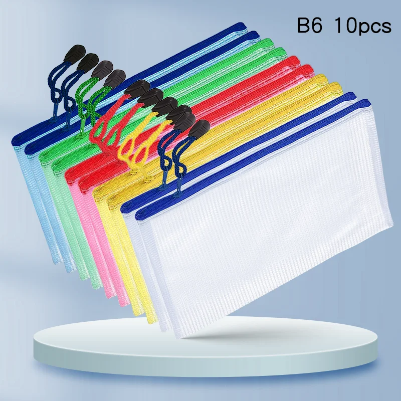 

Grid Pvc Material, With Zipper Closure, Available In Various Colors, For File And Stationery Storage, B6 File Bag