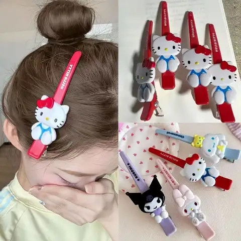 Bilashmart Hello Kitty Hairpins Pin Cute Anime Cartoon Kuromi Cinnamoroll My Melody Barrettes Kawaii Hair Accessories Birthday Gifts